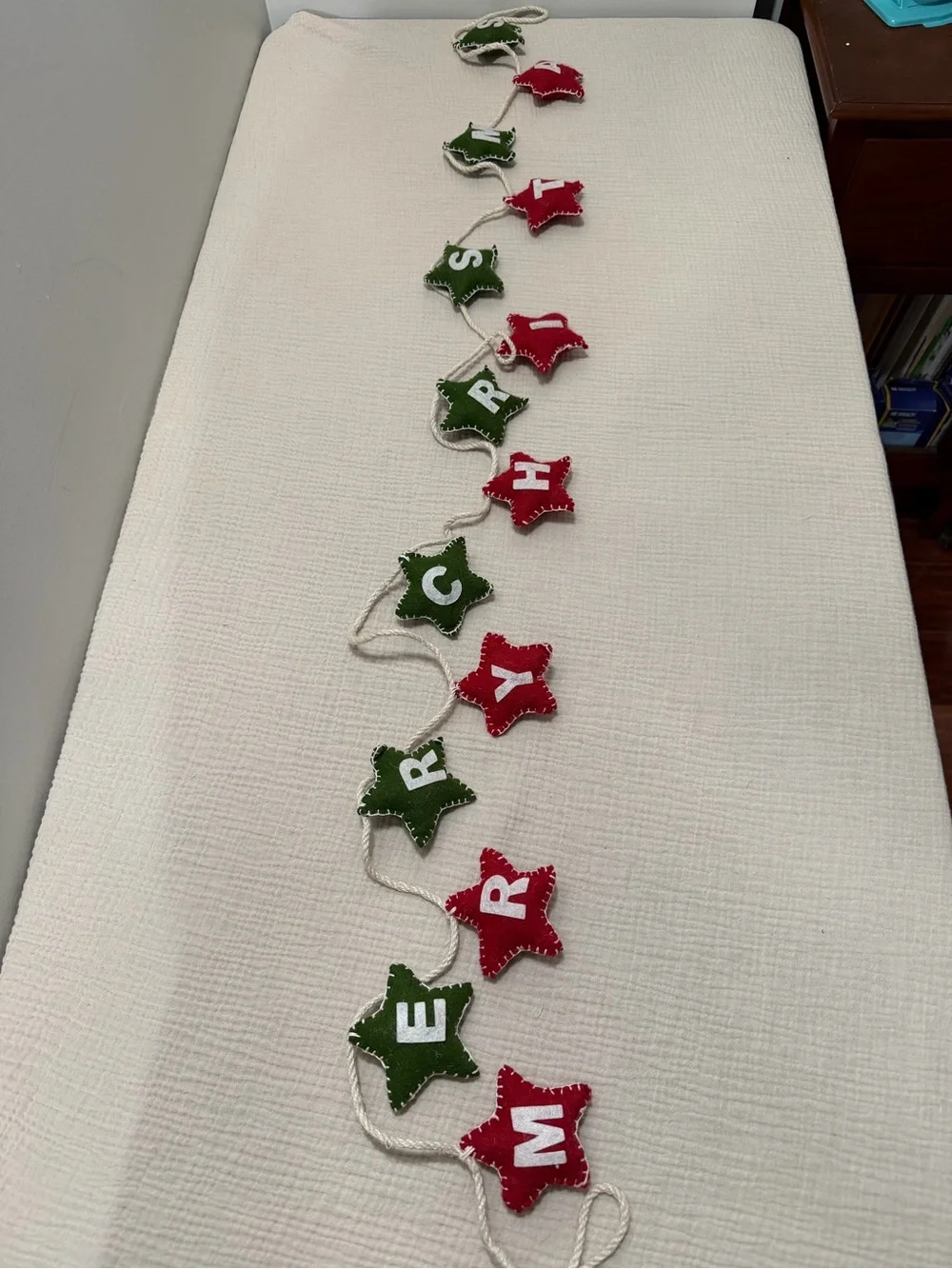 Festive Red & Green 'Merry Christmas' Felt Holiday Garland